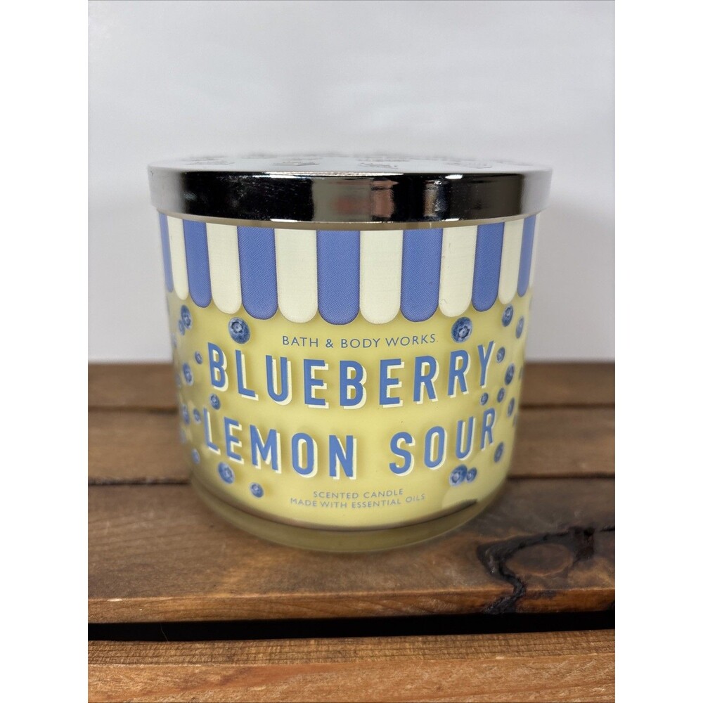 Bath Body Works Candle Blueberry Lemon Sour Scented 3-wick Jar Wax 14.5 oz